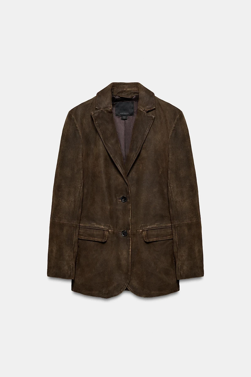 100% SUEDE LEATHER BLAZER ZW COLLECTION LIMITED EDITION
