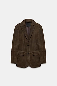 100% SUEDE LEATHER BLAZER ZW COLLECTION LIMITED EDITION