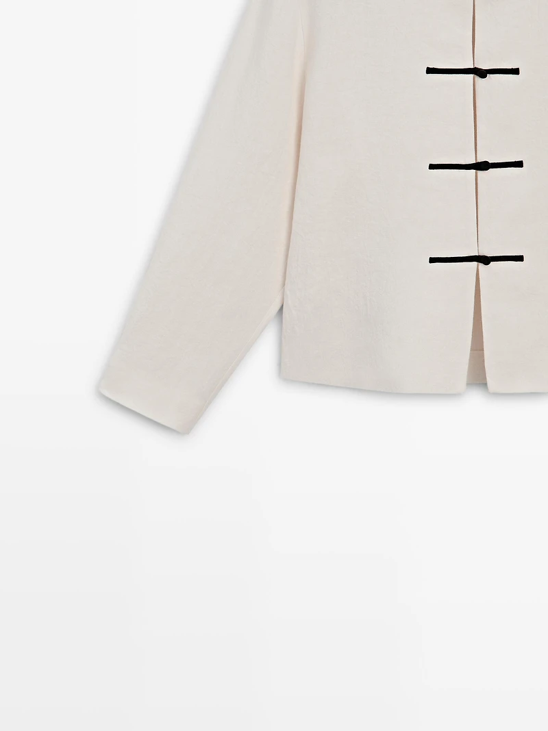 Linen overshirt with button details