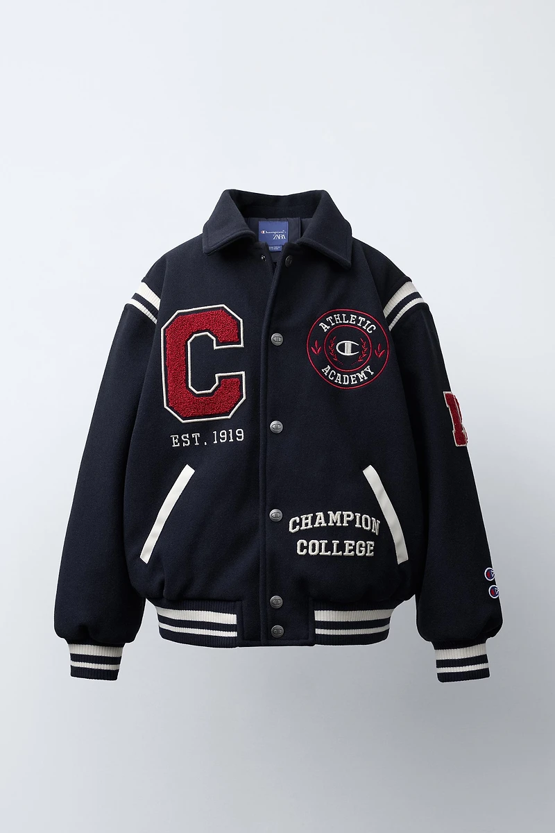 CHAMPION ® X ZARA PATCH CLOTH BOMBER JACKET