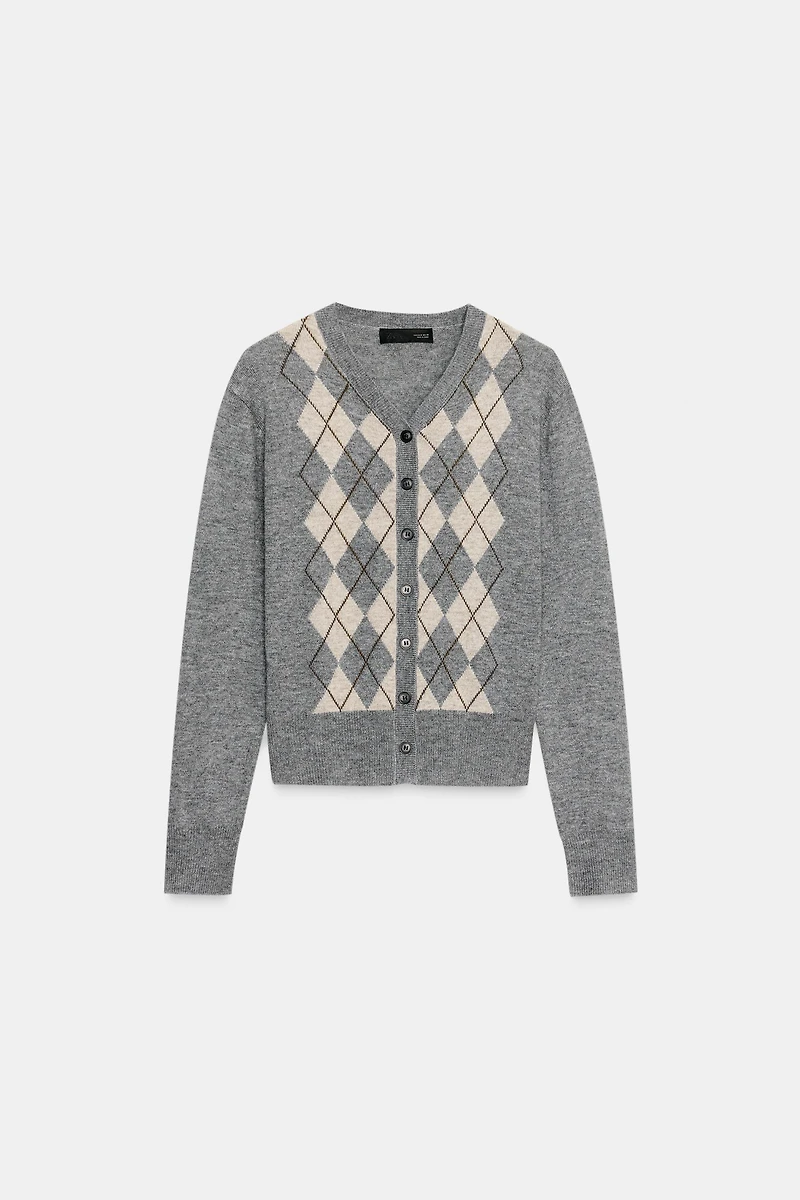 GILET AVEC LAINE À LOSANGES