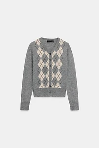 GILET AVEC LAINE À LOSANGES
