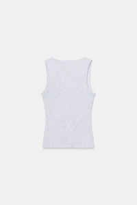 RIB KNIT TEXT TOP