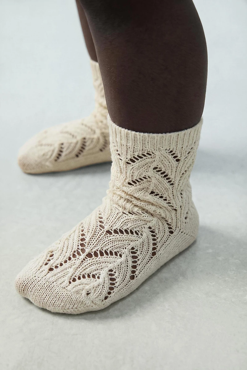 COTTON AND SILK OPENWORK MID-LENGTH SOCKS
