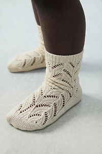 COTTON AND SILK OPENWORK MID-LENGTH SOCKS
