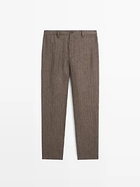 Pantalon à rayures en lin