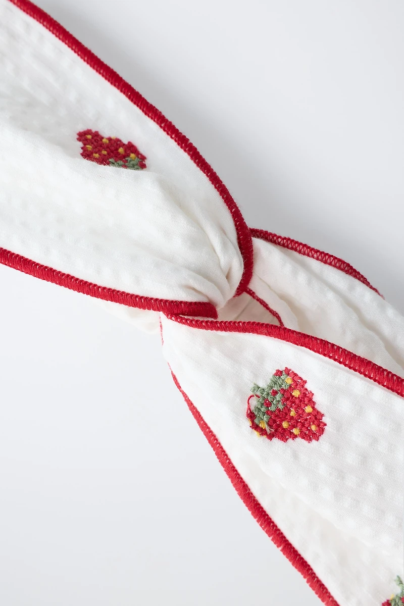 EMBROIDERED STRAWBERRY HEADBAND