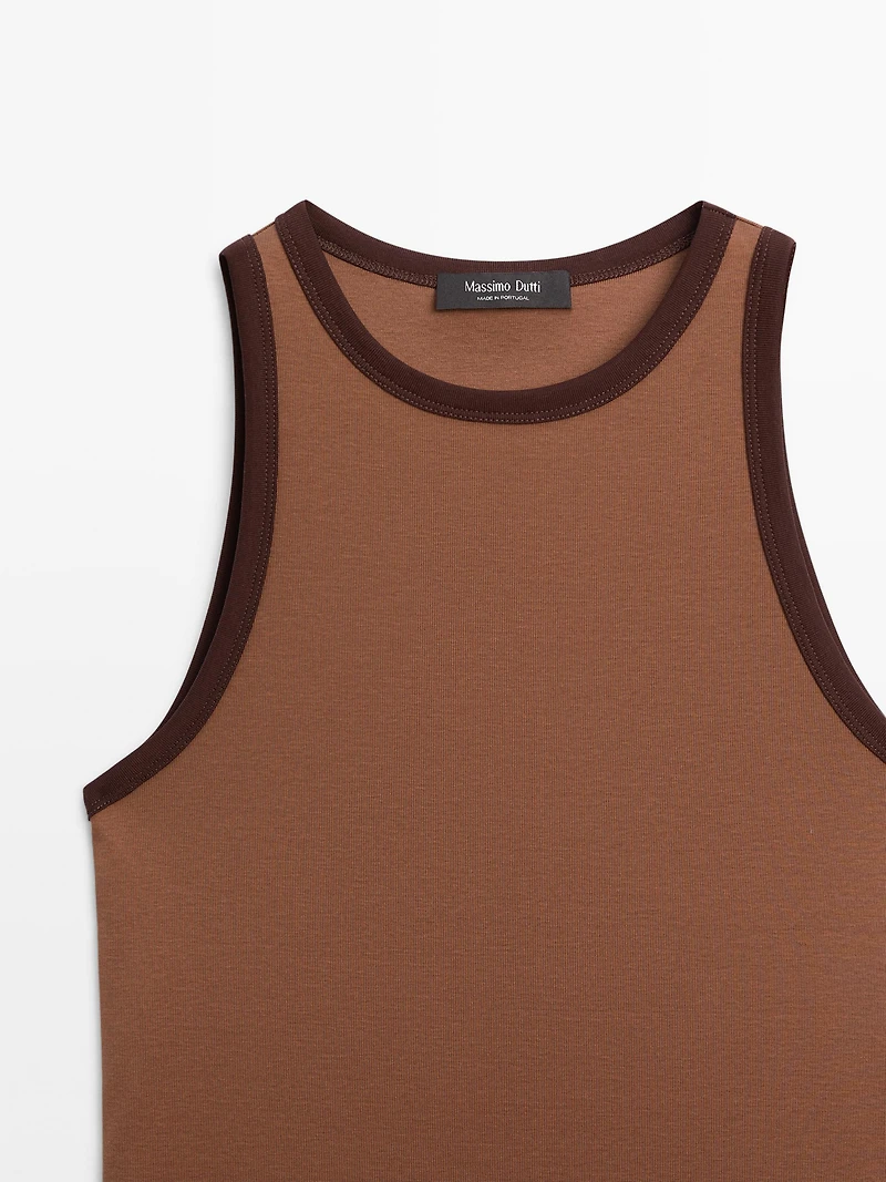 100% cotton halter top with contrast detail