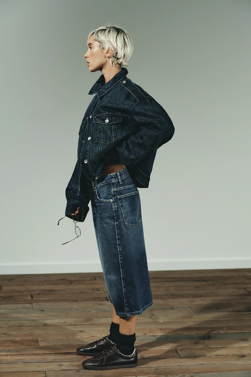 TRF MID-RISE DENIM JORTS SHORTS