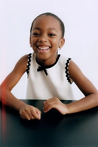 CONTRAST WAVY KNIT DRESS