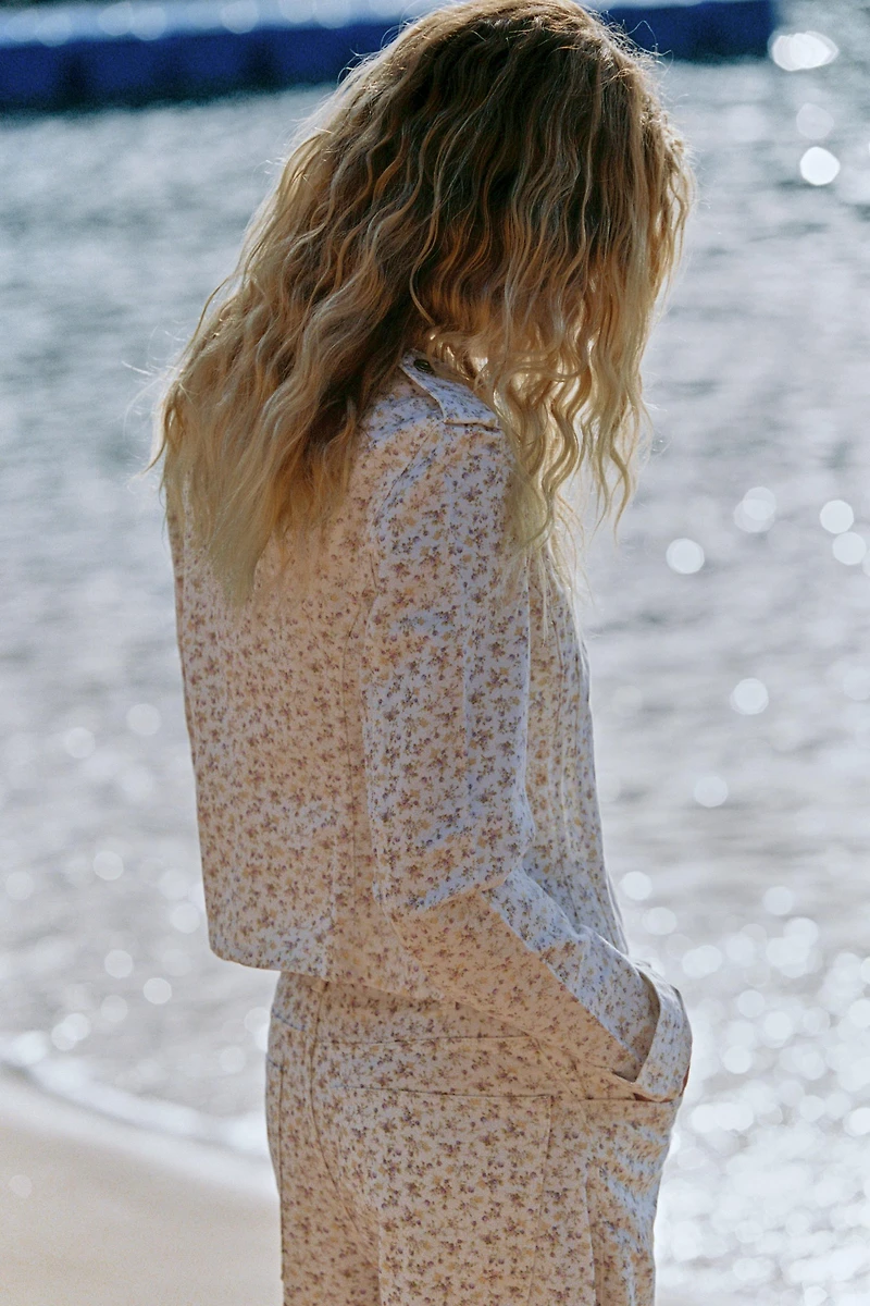 TRF FLORAL PRINT DENIM JACKET