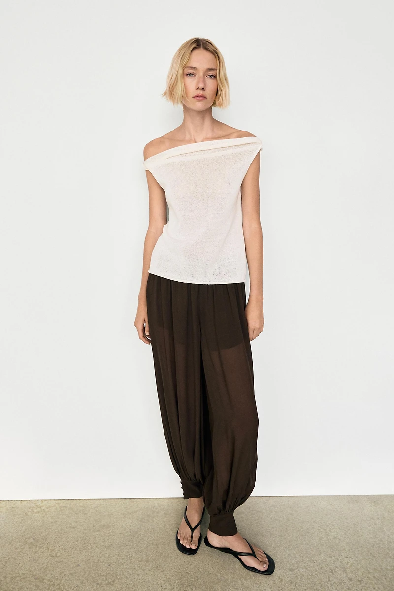 Top bustier en maille côtelée