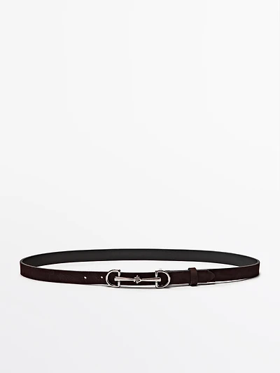 Nubuck leather equestrian belt