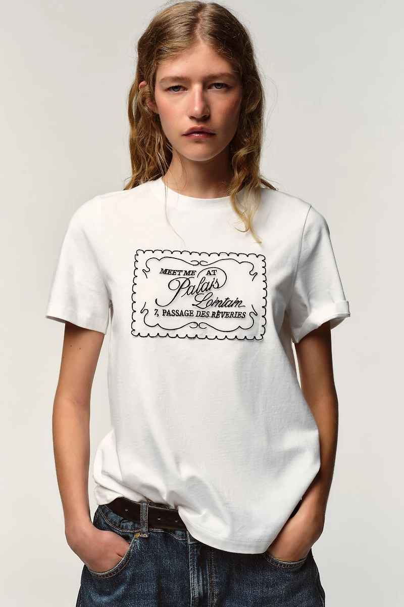 ORGANZA TEXT T-SHIRT