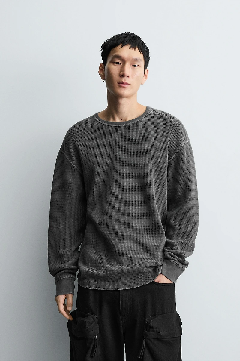 WASHED WAFFLE KNIT T-SHIRT