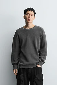 WASHED WAFFLE KNIT T-SHIRT