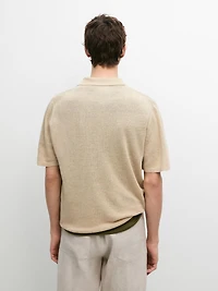Linen knit polo sweater