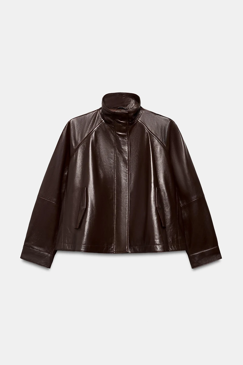 100% LEATHER BOMBER JACKET ZW COLLECTION