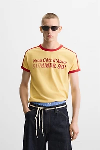 CONTRAST TEXT RIB T-SHIRT