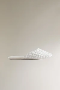 PLUMETIS FABRIC SLIPPERS WITH SATEEN DETAIL