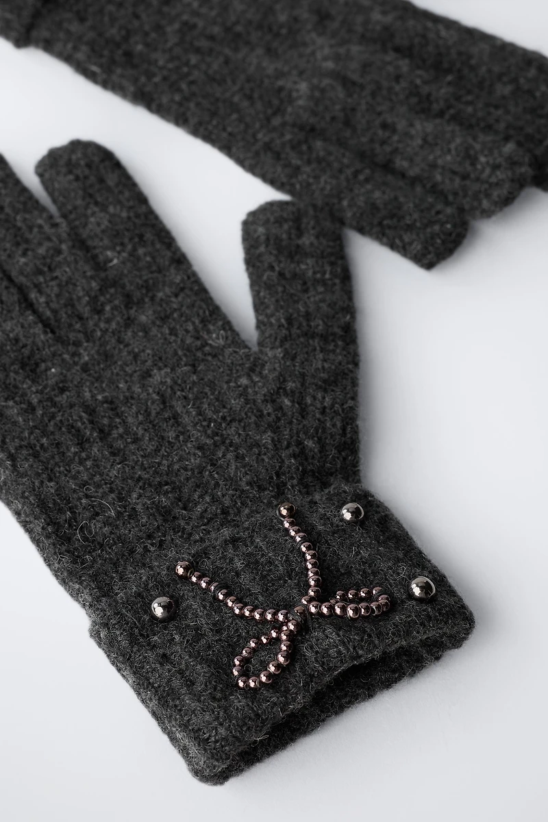 GANTS EN TRICOT PERLES