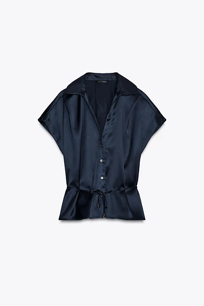 CHEMISE SATINÉE CEINTURE