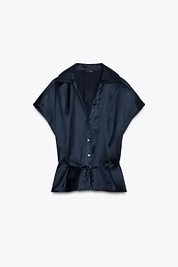 CHEMISE SATINÉE CEINTURE