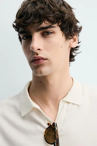 COTTON LINEN BLEND KNIT POLO SHIRT
