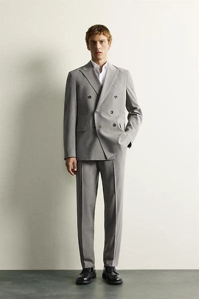 STRIPED DOUBLE BREASTED SUIT BLAZER