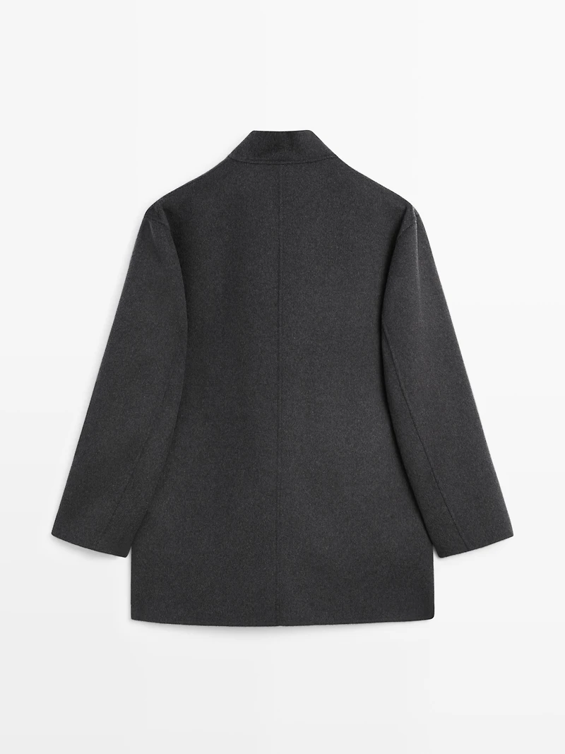 Wool blend high neck coat