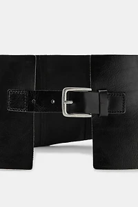 TEXTURED LEATHER CORSET BELT