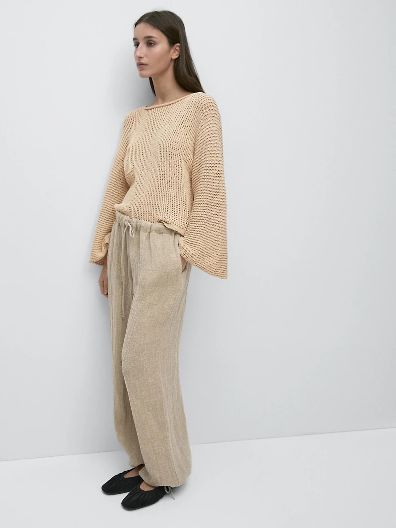 Linen blend sarouel trousers