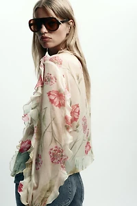 CHEMISE SEMI-TRANSPARENTE À IMPRIMÉ FLORAL