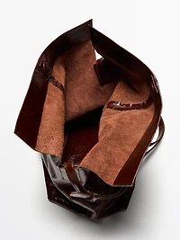 Crackled nappa leather flap bag