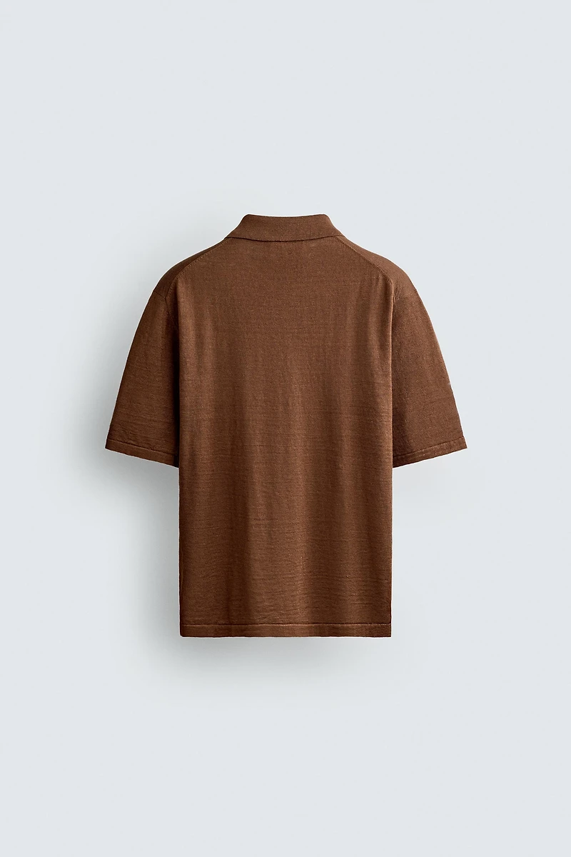 HEMP COTTON BLEND KNIT POLO