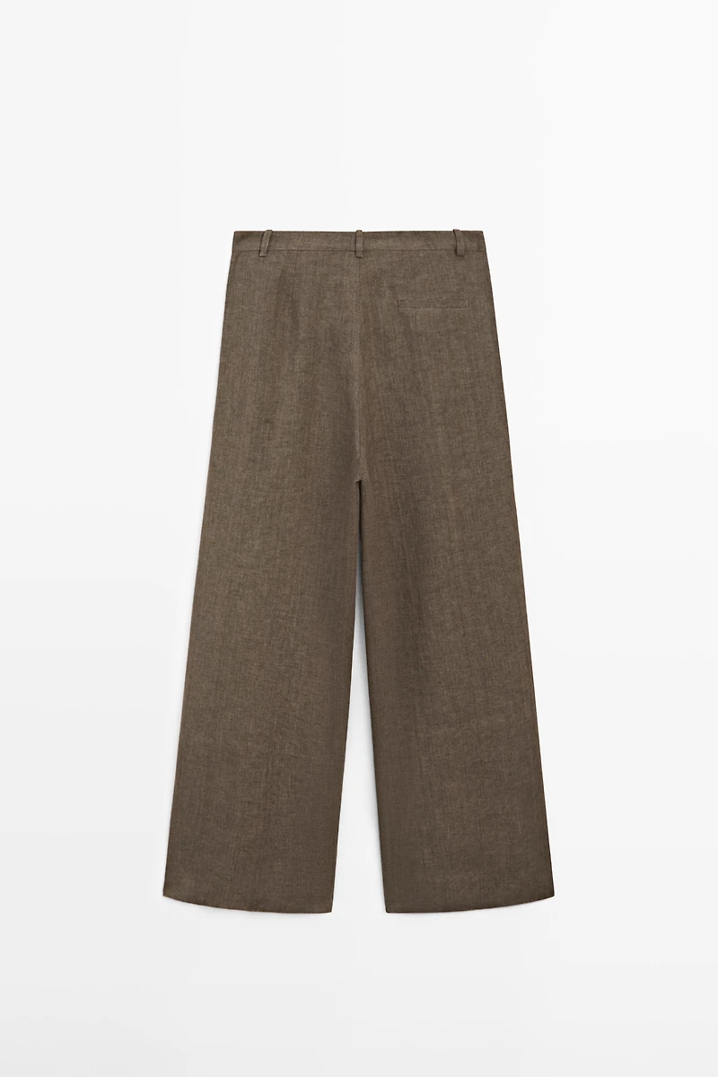 Linen melange darted trousers