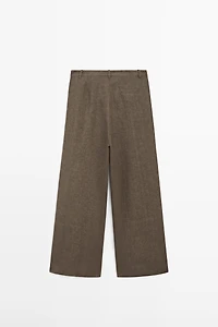 Linen melange darted trousers
