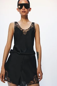 ZW COLLECTION SATIN LACE SHORTS