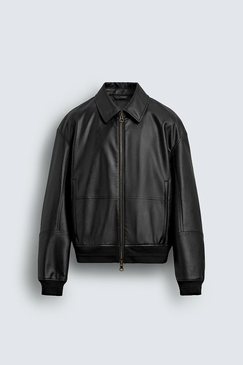 FAUX LEATHER BOMBER JACKET