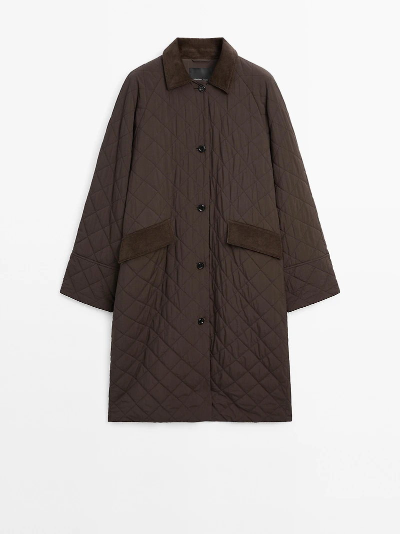 Long coat with corduroy detail