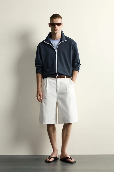 RELAXED FIT CONTRAST ZIP SWEATSHIRT
