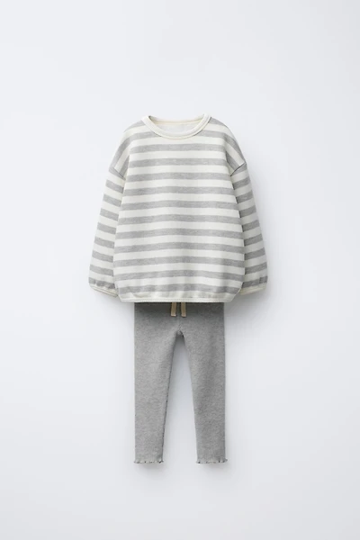 ENSEMBLE SWEAT À RAYURES ET LEGGING DOUX AU TOUCHER