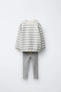 ENSEMBLE SWEAT À RAYURES ET LEGGING DOUX AU TOUCHER