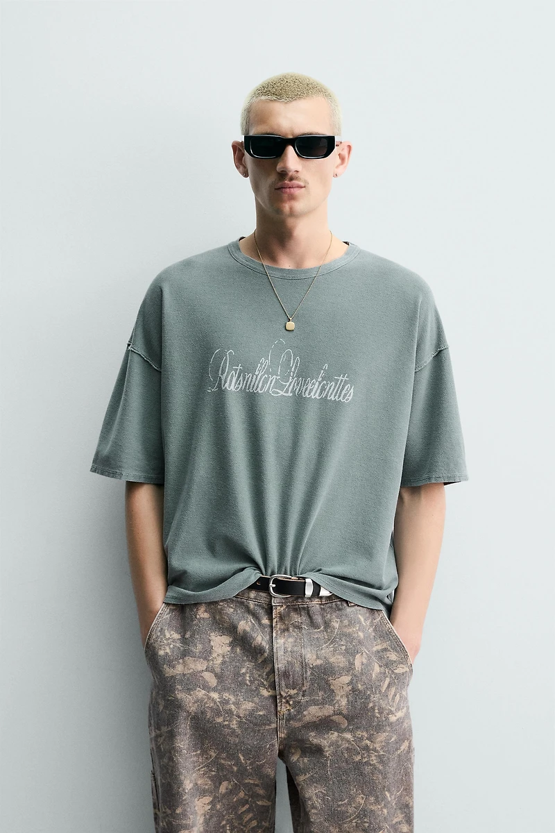 KNIT SPRAY PRINT T-SHIRT
