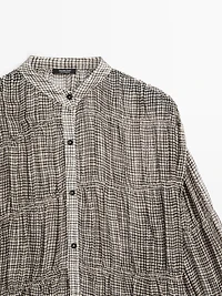 Gathered gingham shirt