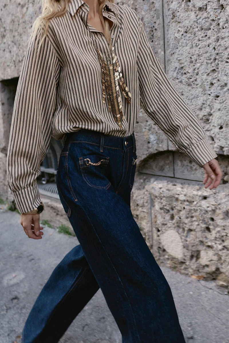 Z1975 WIDE LEG MID-RISE CHAIN JEANS