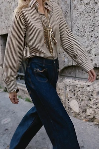 Z1975 WIDE LEG MID-RISE CHAIN JEANS