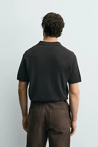 RIBBED KNIT POLO SHIRT