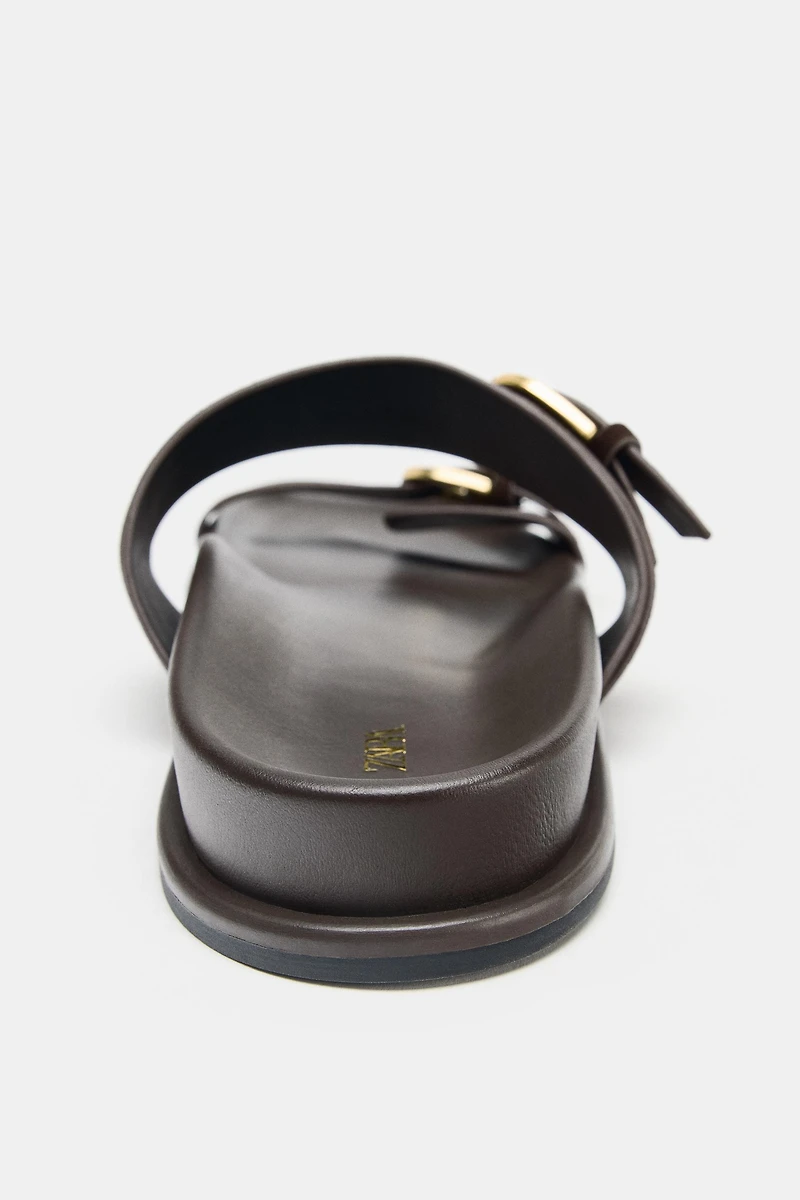 LEATHER SANDALS WITH DOUBLE BUCKLE