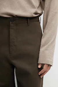 Linen and cotton straight-leg pants